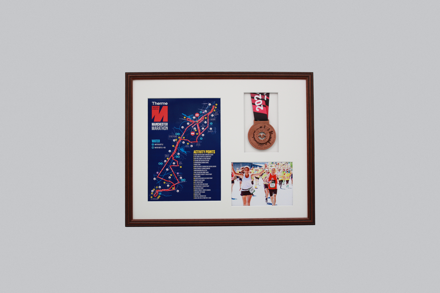 Medal display Frame with Apertures for Portrait A4 Map or certificate & 5x7" Photo. Traditional Style - PhotoFramesandMore - Wooden Picture Frames