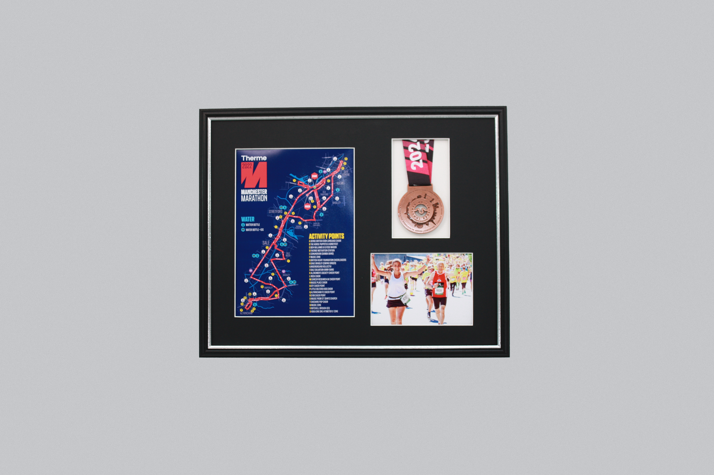 Medal display Frame with Apertures for Portrait A4 Map or certificate & 5x7" Photo. Traditional Style - PhotoFramesandMore - Wooden Picture Frames