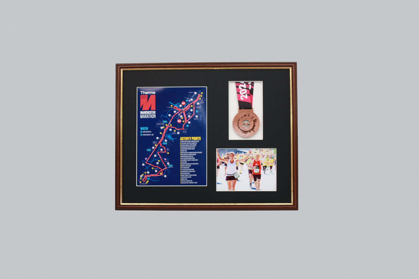 Medal display Frame with Apertures for Portrait A4 Map or certificate & 5x7" Photo. Traditional Style - PhotoFramesandMore - Wooden Picture Frames