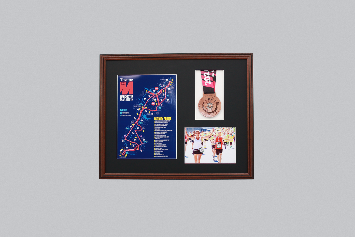 Medal display Frame with Apertures for Portrait A4 Map or certificate & 5x7" Photo. Traditional Style - PhotoFramesandMore - Wooden Picture Frames