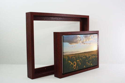 Mahogany - 40mm Deep Canvas Tray Frames.  Standard Sizes. Floating Effect Frames for Canvases. - PhotoFramesandMore - Wooden Picture Frames