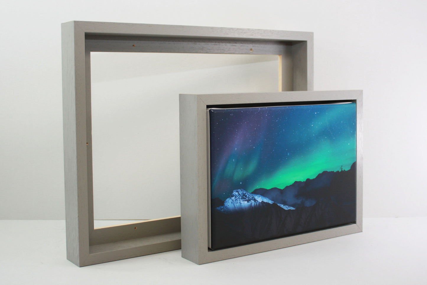 Pale Grey - 40mm Deep Canvas Tray Frames. Standard Sizes. Floating Effect Frames for Canvases. - PhotoFramesandMore - Wooden Picture Frames