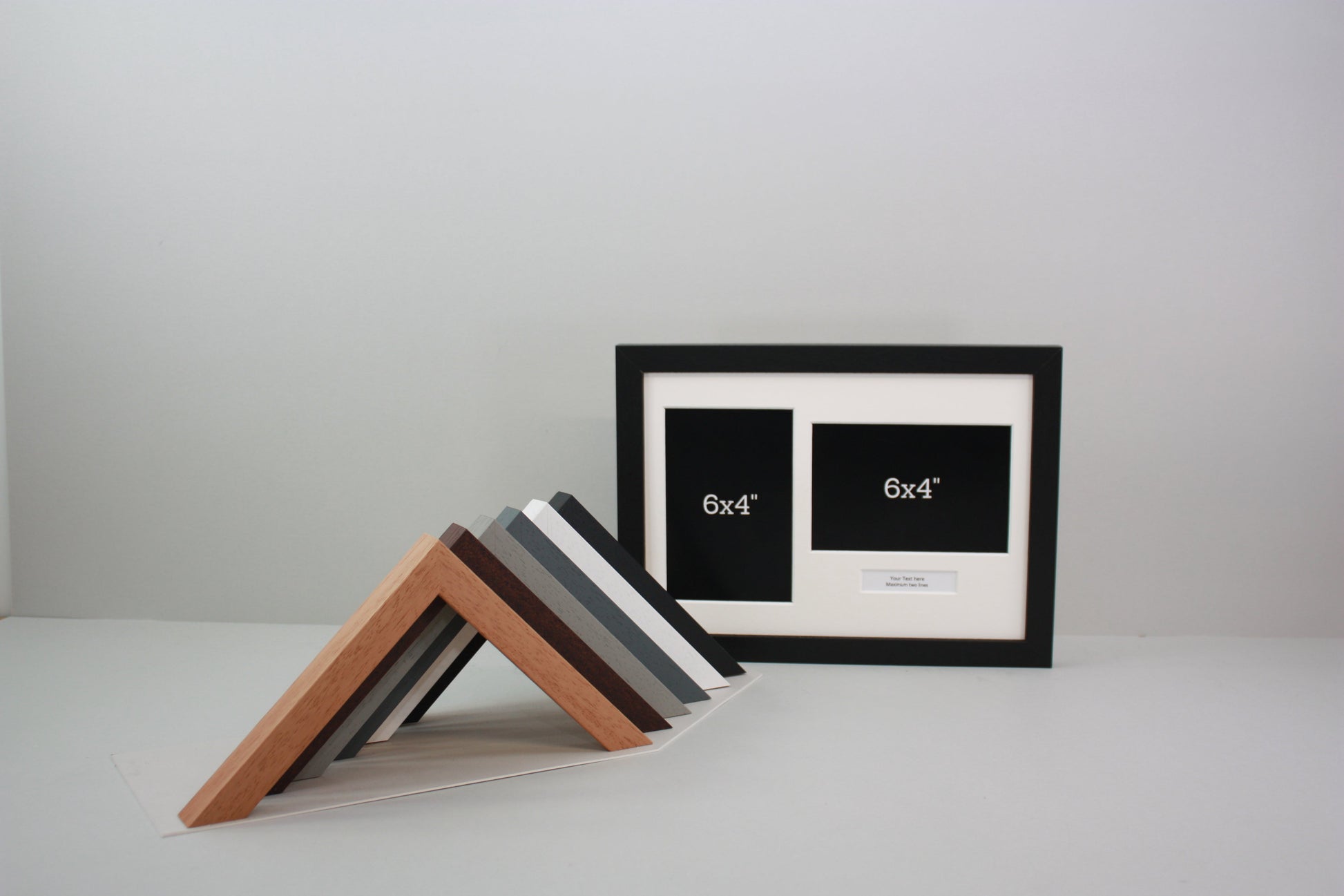 Personalised Mini Caption Frames. To suit two 6x4 inch pictures - PhotoFramesandMore - Wooden Picture Frames