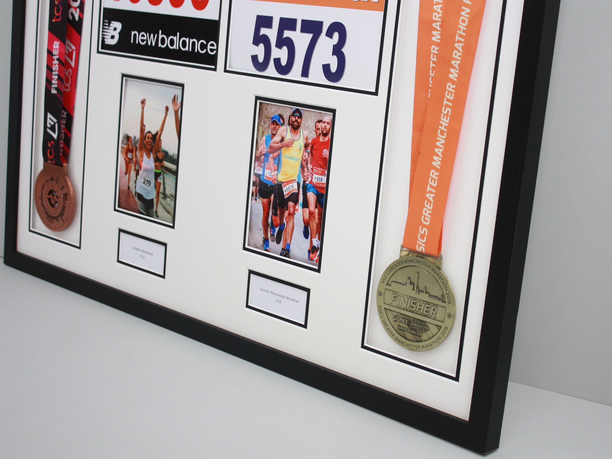Personalised Double Medal Display frame. Portrait Photos. - PhotoFramesandMore - Wooden Picture Frames