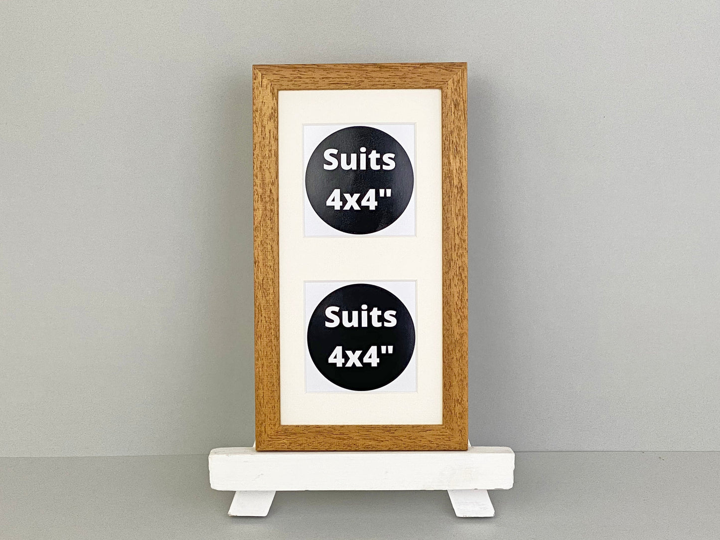 Suits Two 4x4" photos. 15x30cm. Wooden Multi Aperture Frame - PhotoFramesandMore