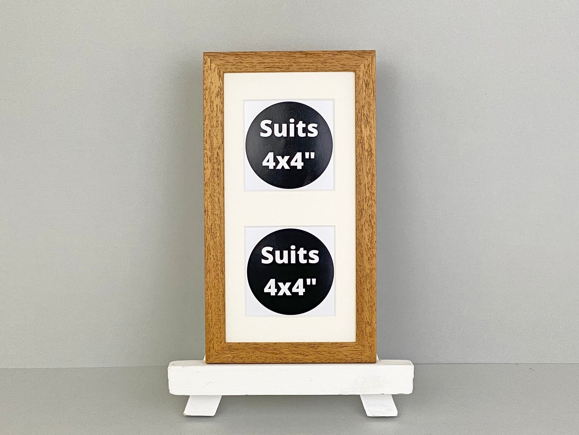 Suits Two 4x4" photos. 15x30cm. Wooden Multi Aperture Frame - PhotoFramesandMore