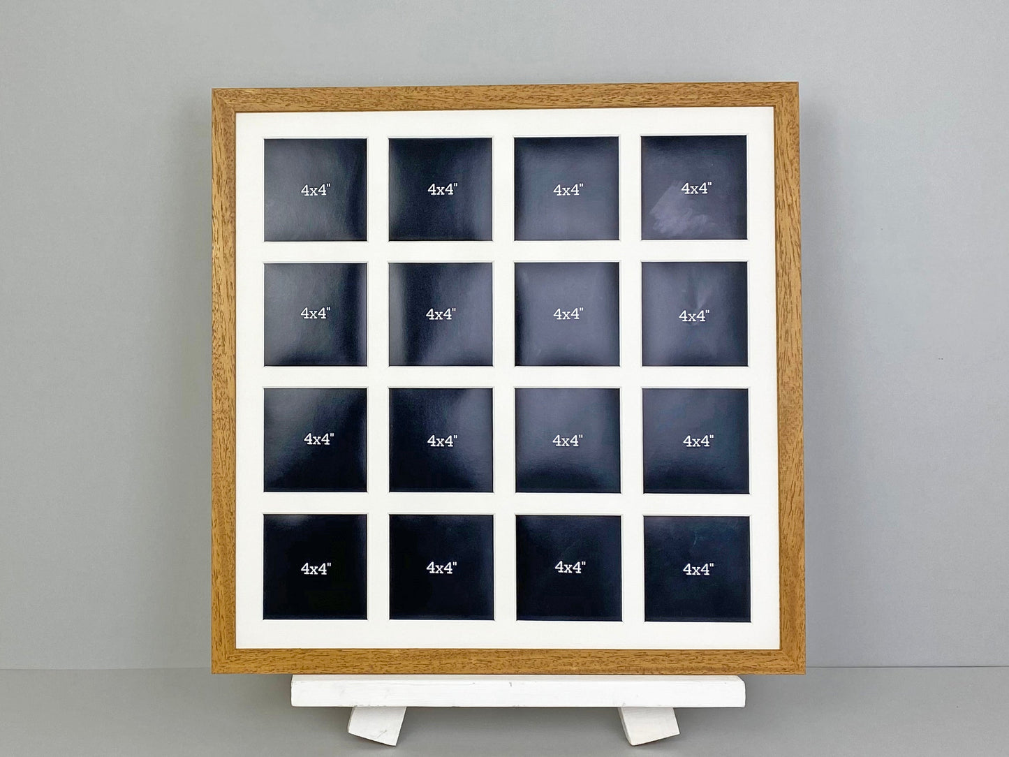 Suits Sixteen 4x4" photos. 50x50cm. Wooden Multi Aperture Photo Frame. - PhotoFramesandMore - Wooden Picture Frames
