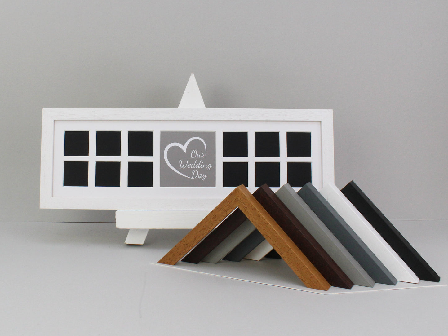 Our Wedding Day - Multi Aperture photo Frame. Suits Twelve 2x2" photographs - PhotoFramesandMore - Wooden Picture Frames