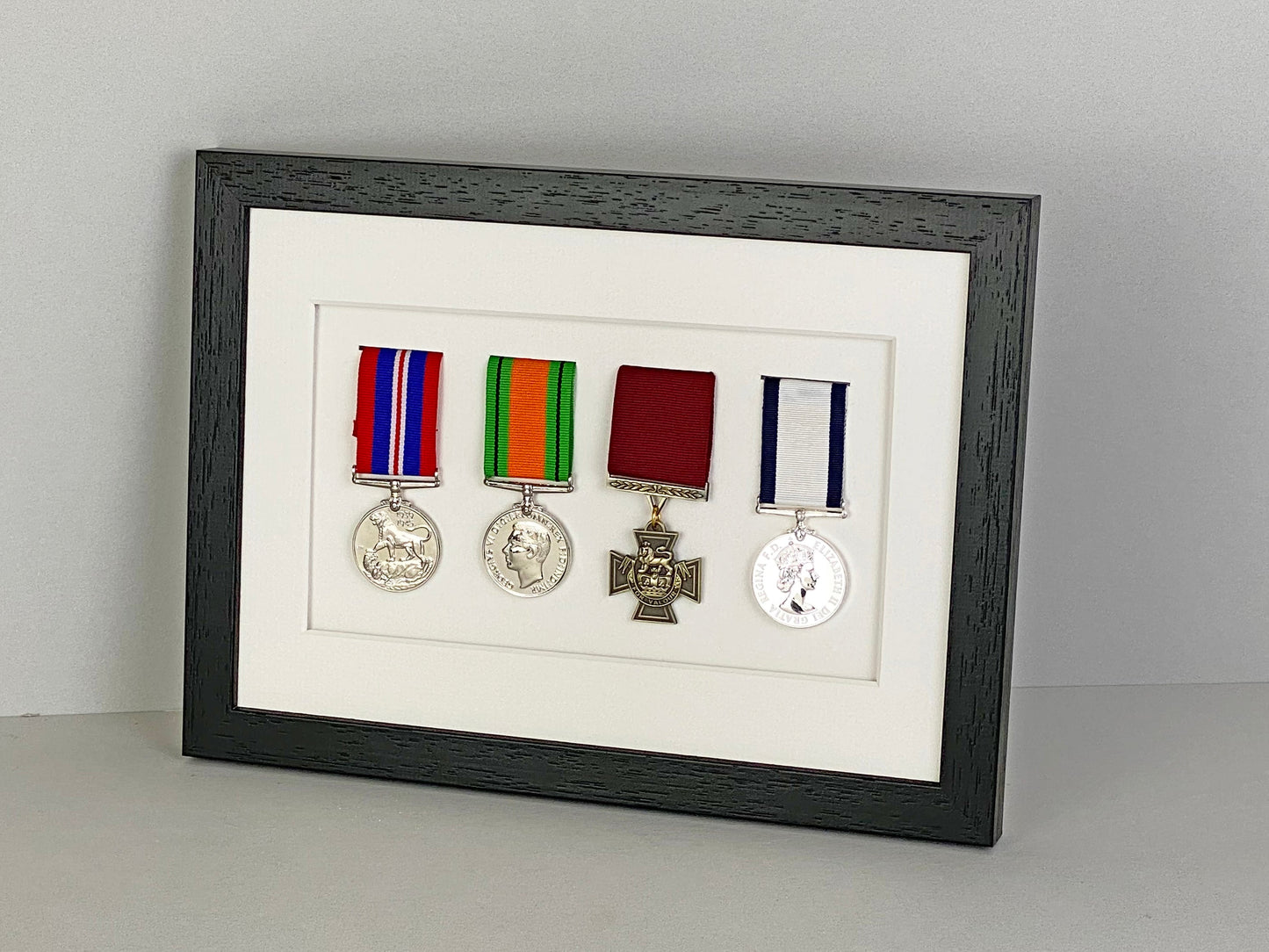 Military and Service Medal display Frame for Four Medals. A4. - PhotoFramesandMore - Wooden Picture Frames