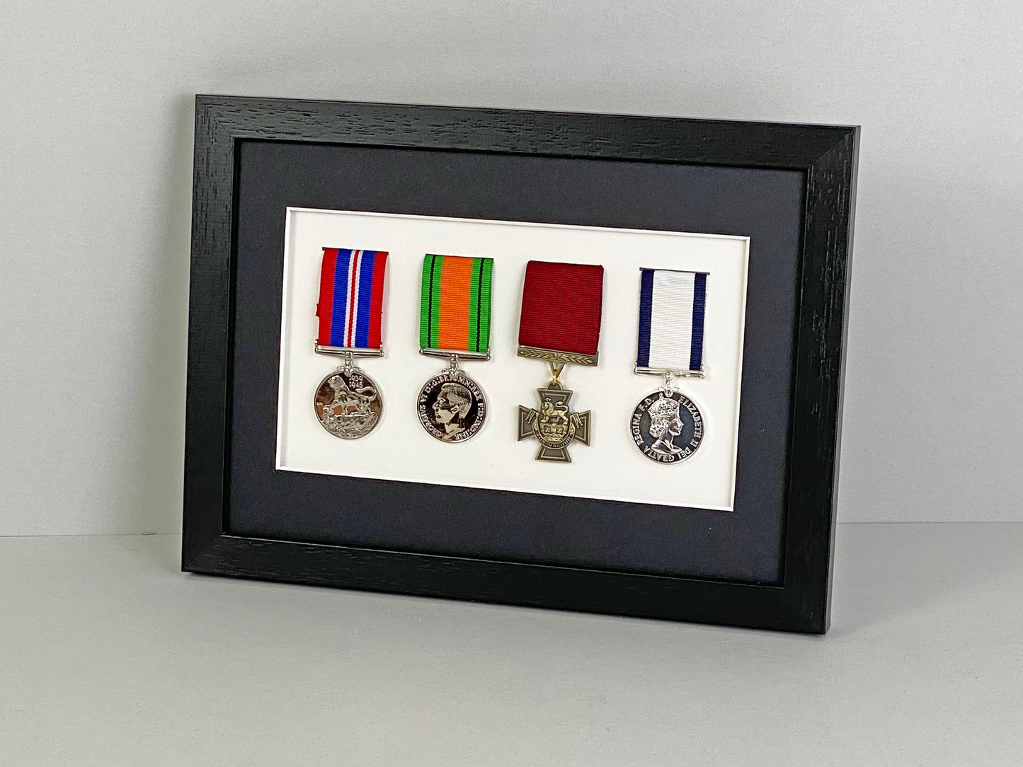 Military and Service Medal display Frame for Four Medals. A4. - PhotoFramesandMore - Wooden Picture Frames