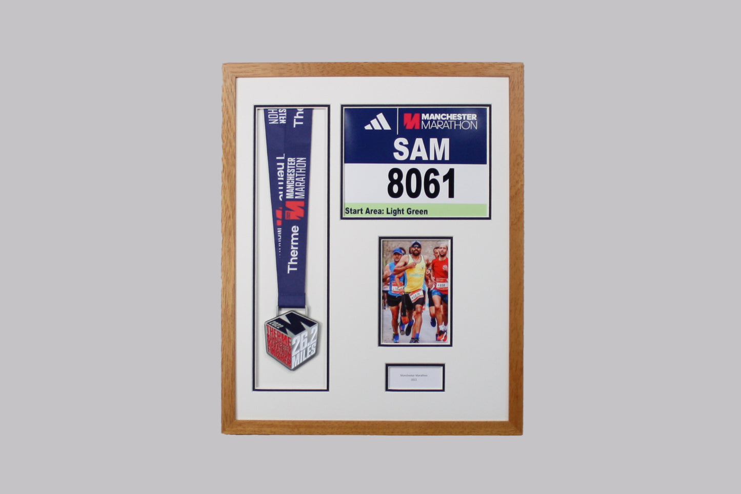 Personalised Medal display Frame with Apertures for Medal, Race Bib (21x16cm), 6x4" Photo and Text.