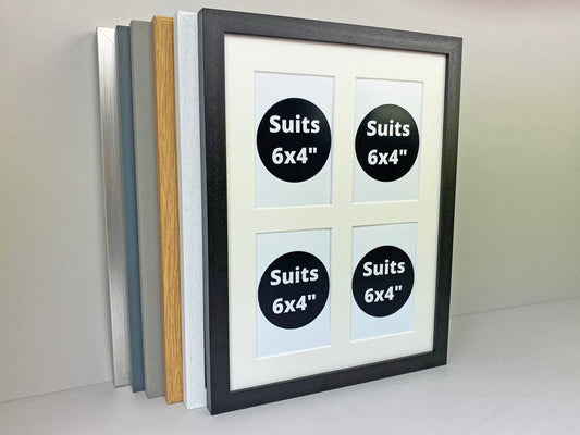 Suits Four 6x4" photos. 30x40cm. Multi Aperture Photo Frame. - PhotoFramesandMore - Wooden Picture Frames