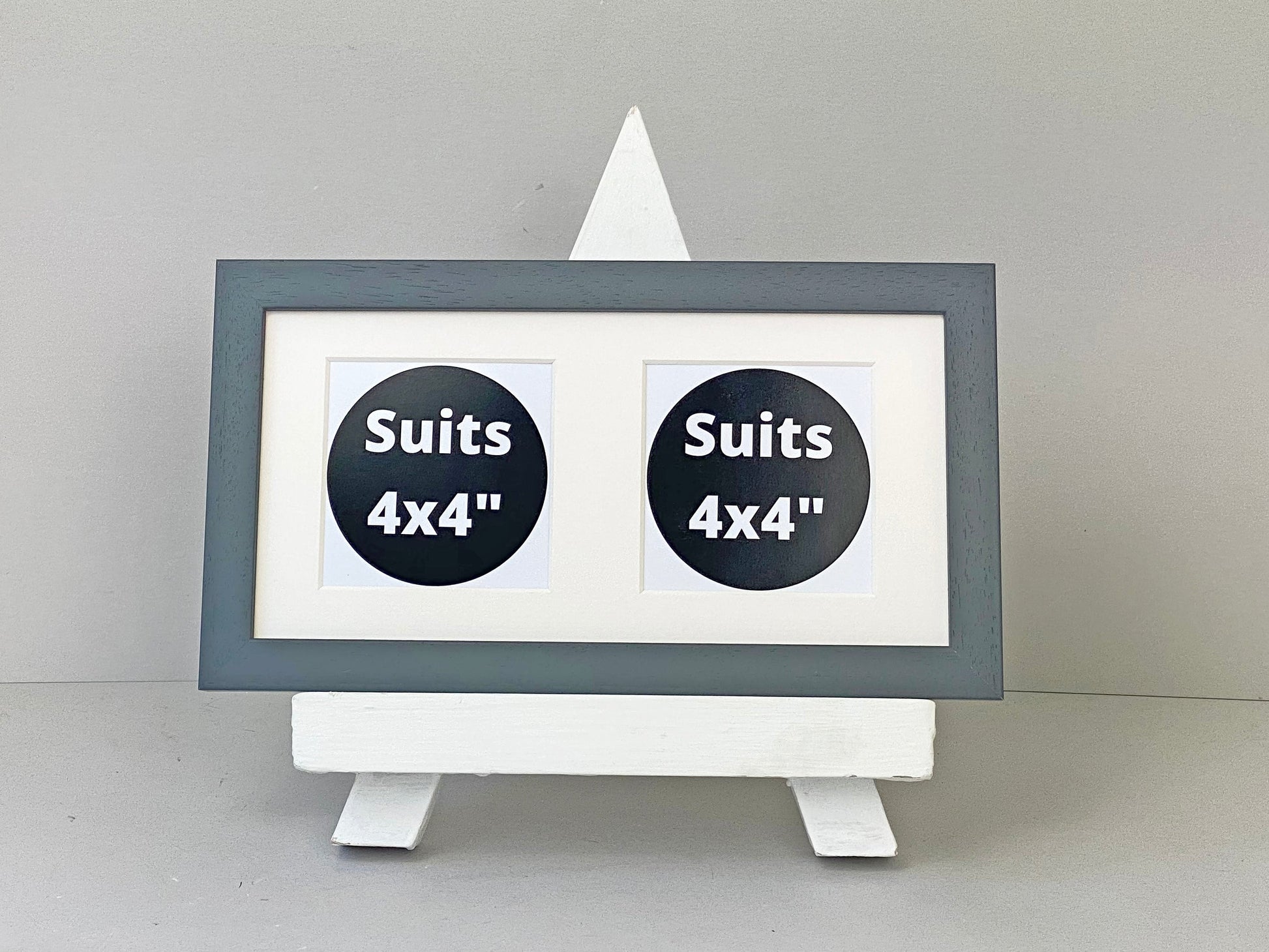 Suits Two 4x4" photos. 15x30cm. Wooden Multi Aperture Frame - PhotoFramesandMore