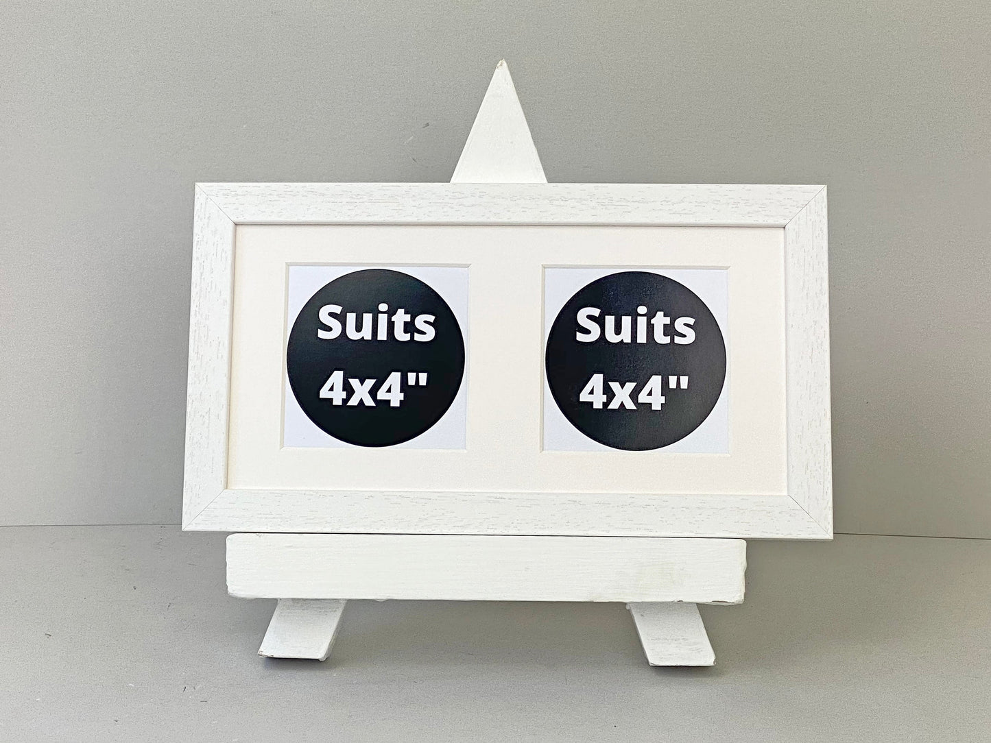 Suits Two 4x4" photos. 15x30cm. Wooden Multi Aperture Frame - PhotoFramesandMore
