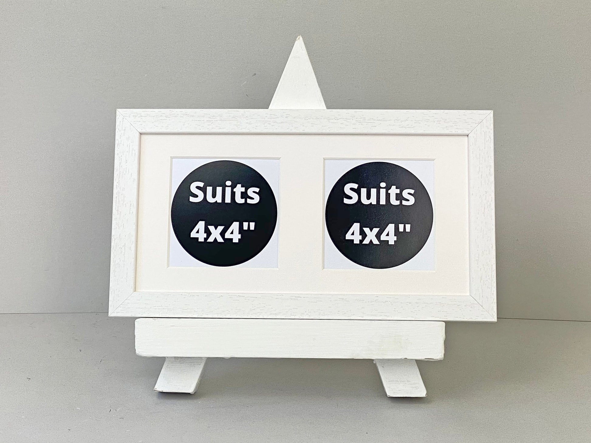 Suits Two 4x4" photos. 15x30cm. Wooden Multi Aperture Frame - PhotoFramesandMore