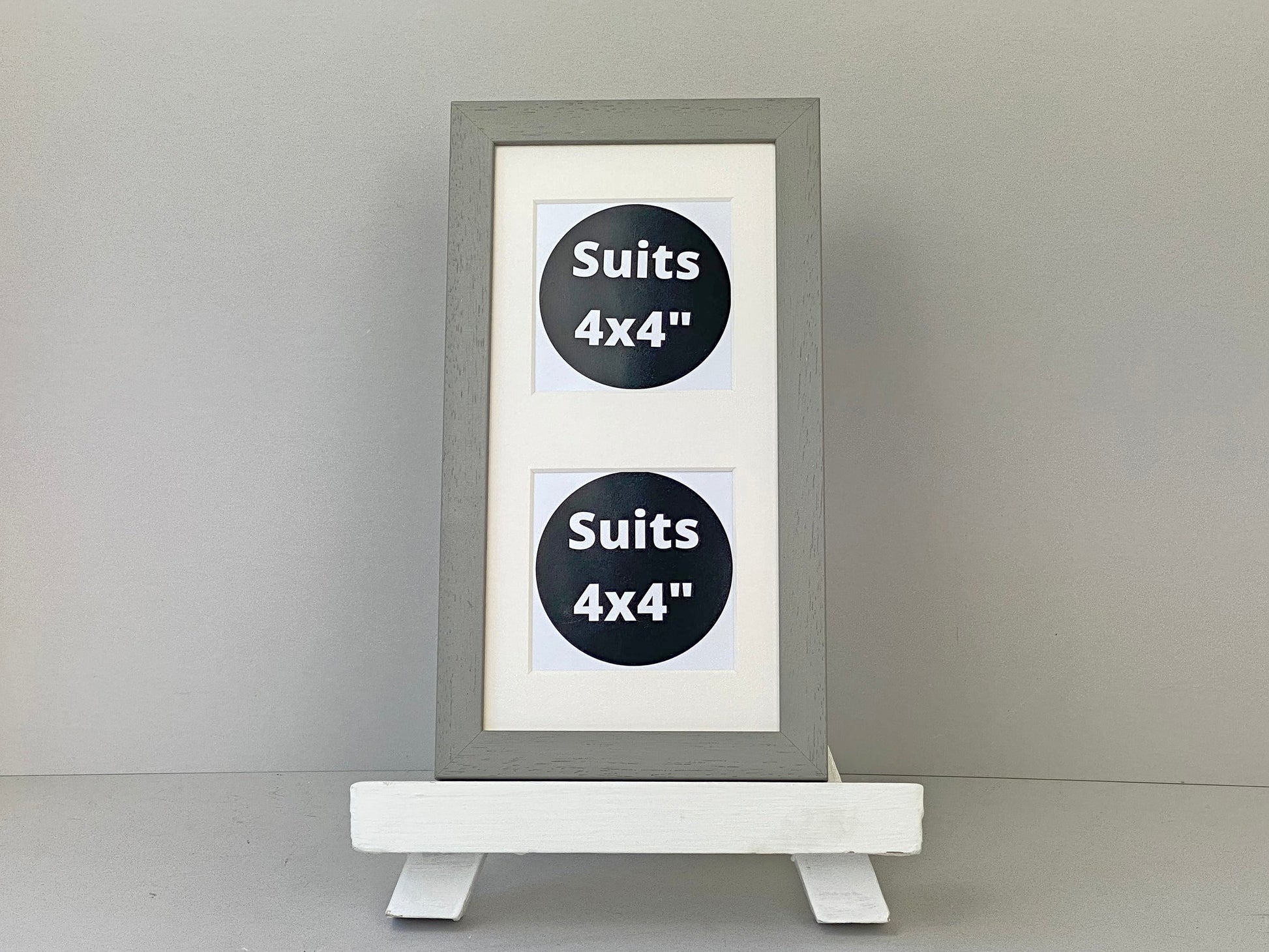 Suits Two 4x4" photos. 15x30cm. Wooden Multi Aperture Frame - PhotoFramesandMore