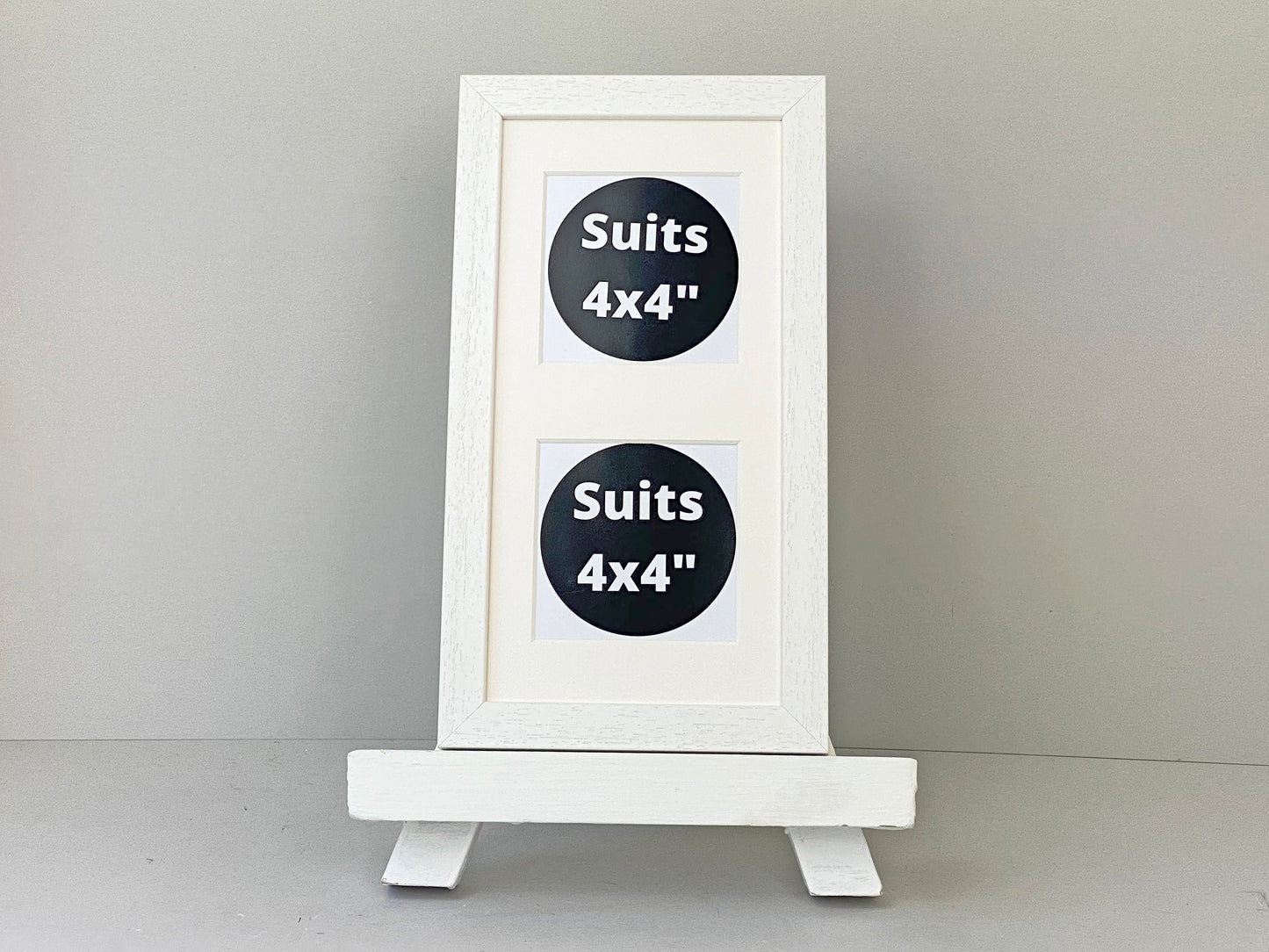 Suits Two 4x4" photos. 15x30cm. Wooden Multi Aperture Frame - PhotoFramesandMore