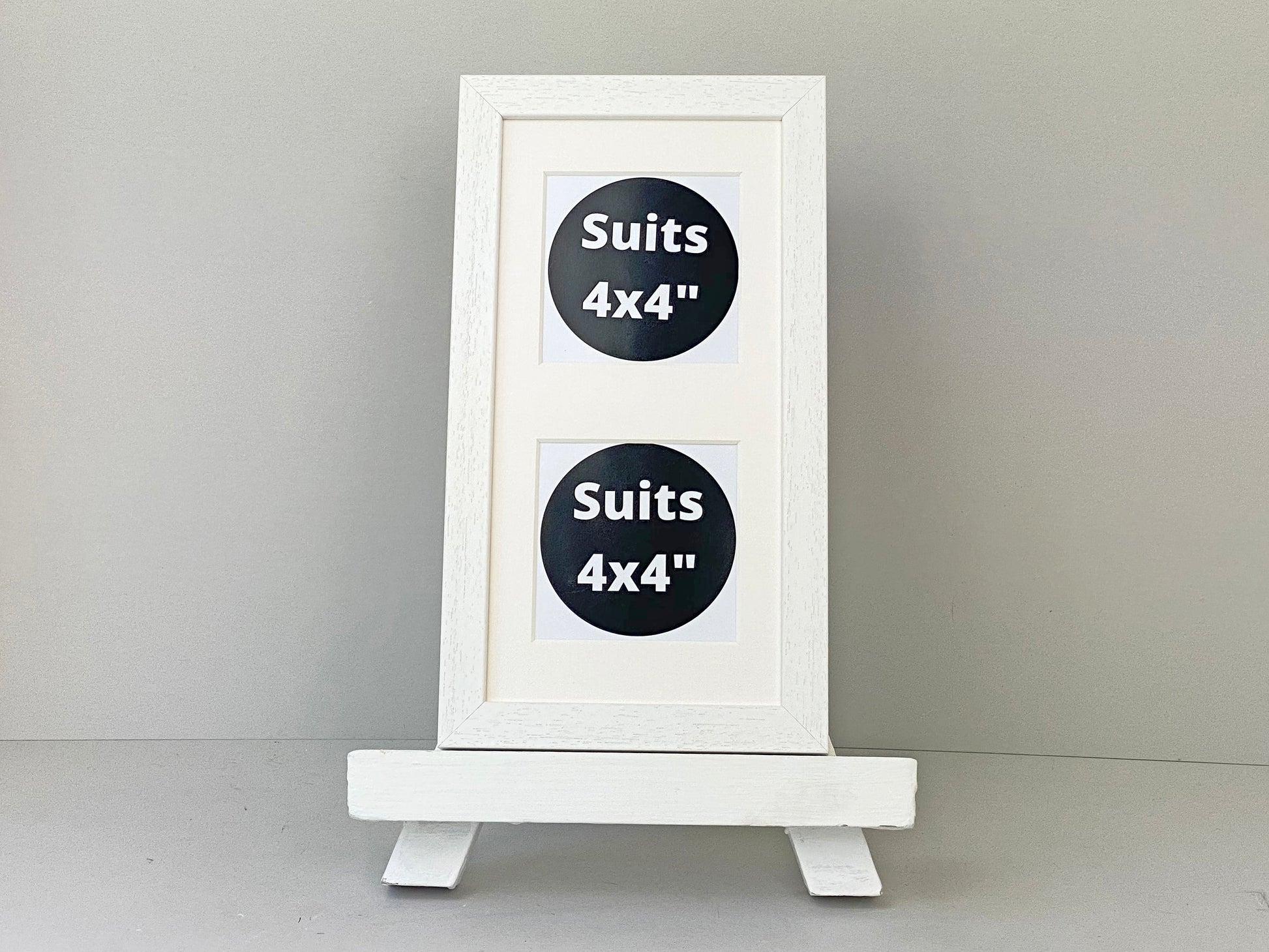 Suits Two 4x4" photos. 15x30cm. Wooden Multi Aperture Frame - PhotoFramesandMore