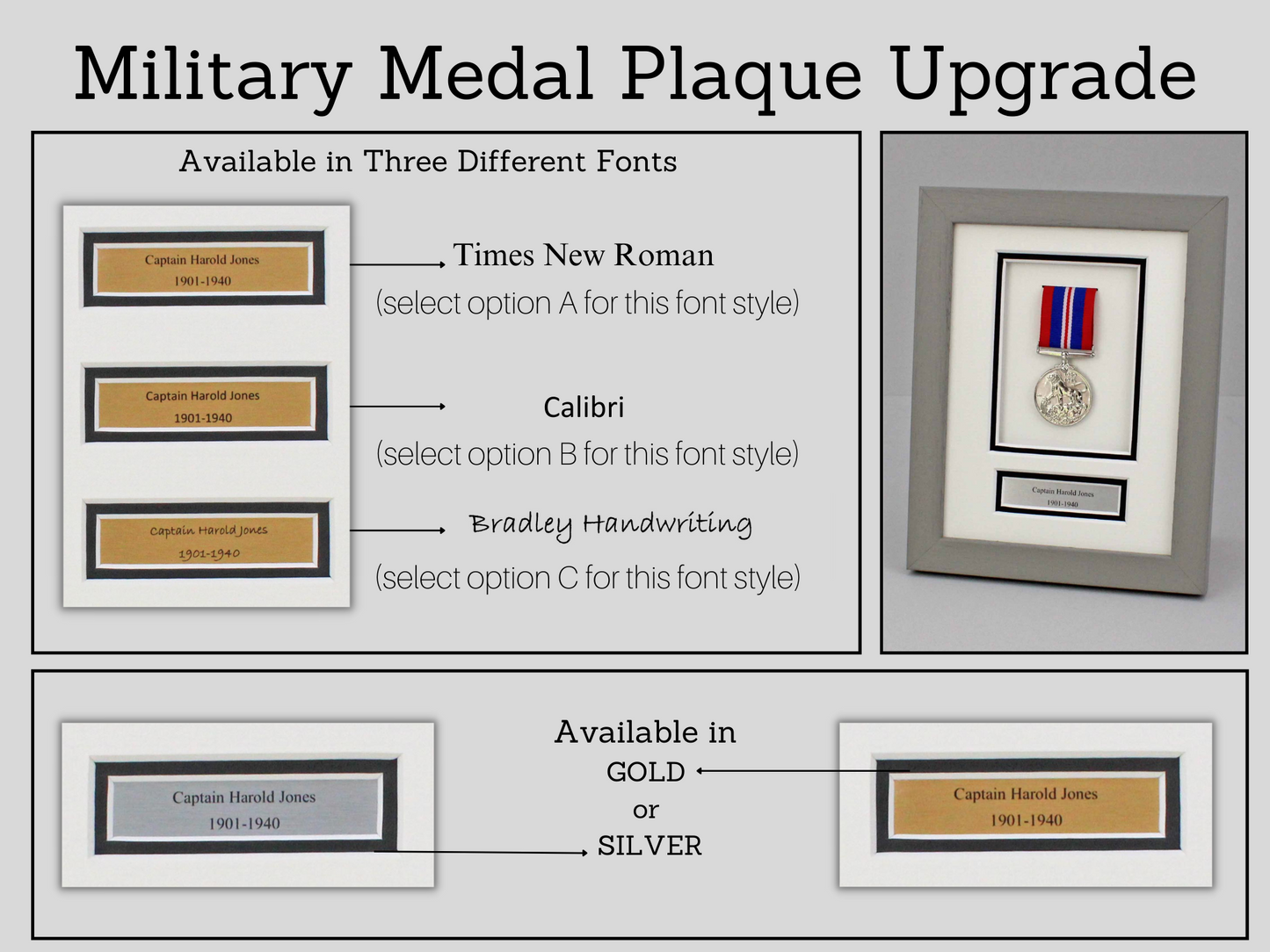 Military and Service Medal display Frame for Three Medals. A4. - PhotoFramesandMore - Wooden Picture Frames