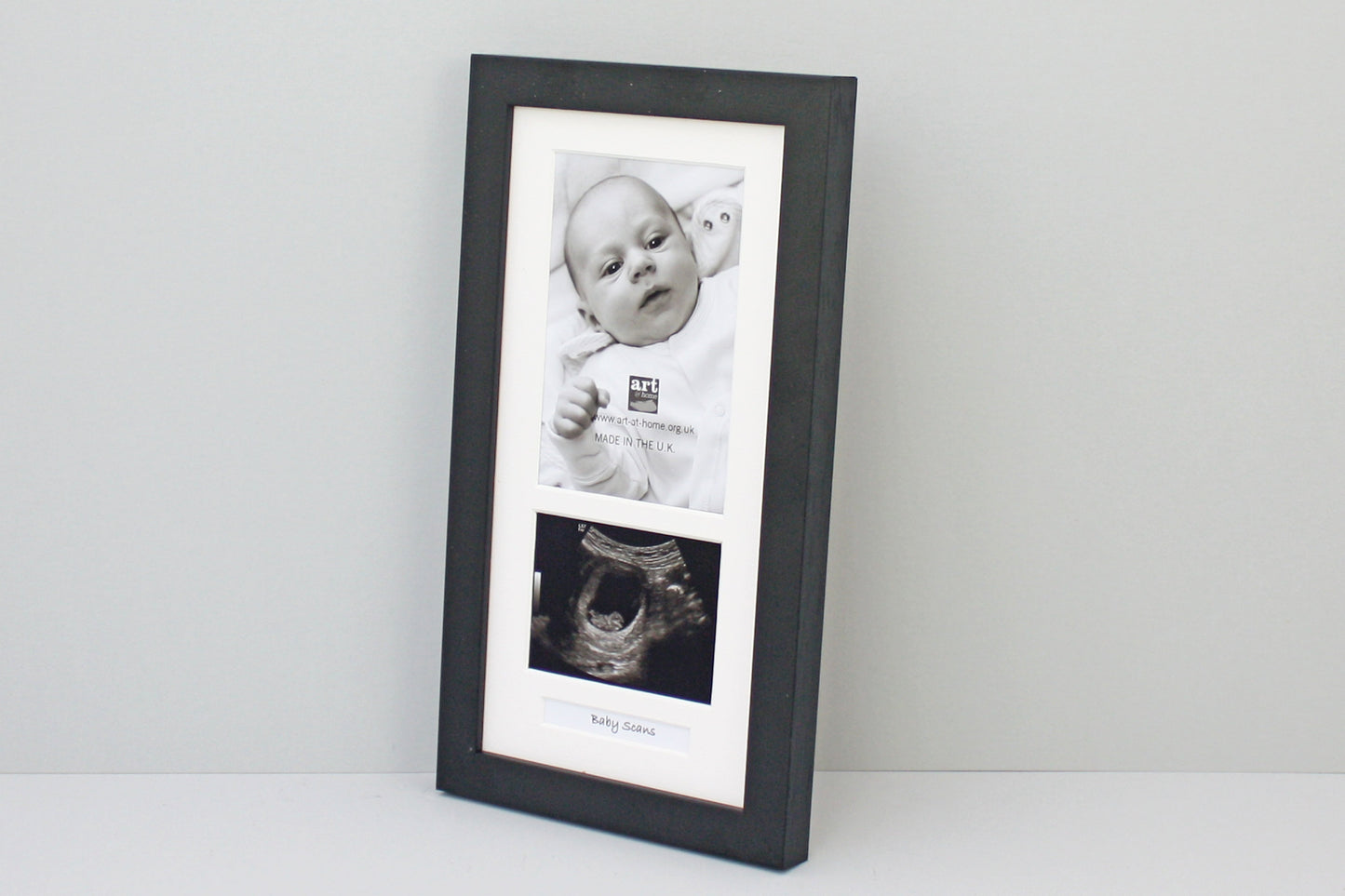 Portrait Baby Scan Frame for 6x4" photo, sonogram and text. Optional Personalisation - PhotoFramesandMore - Wooden Picture Frames