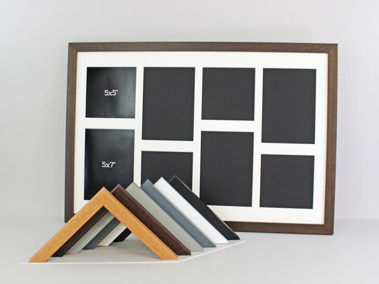 Suits Four 5x5" and Four 5x7" photos. 40x60cm. Wooden Multi Aperture Photo Frame. - PhotoFramesandMore - Wooden Picture Frames