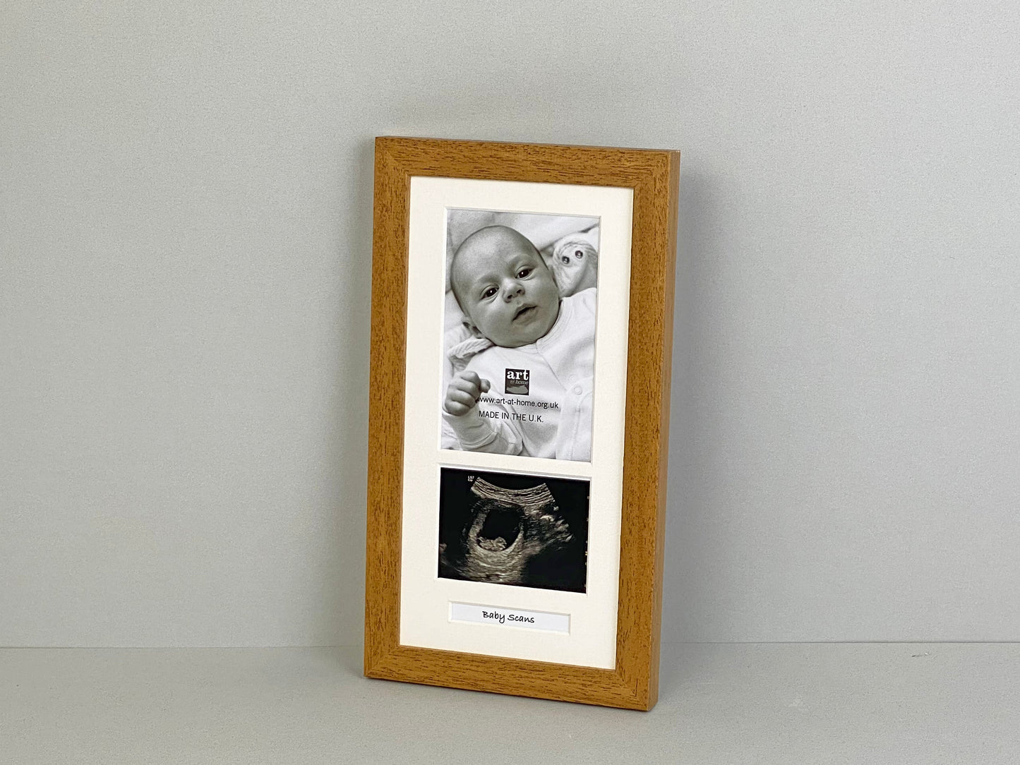 Portrait Baby Scan Frame for 6x4" photo, sonogram and text. Optional Personalisation - PhotoFramesandMore - Wooden Picture Frames