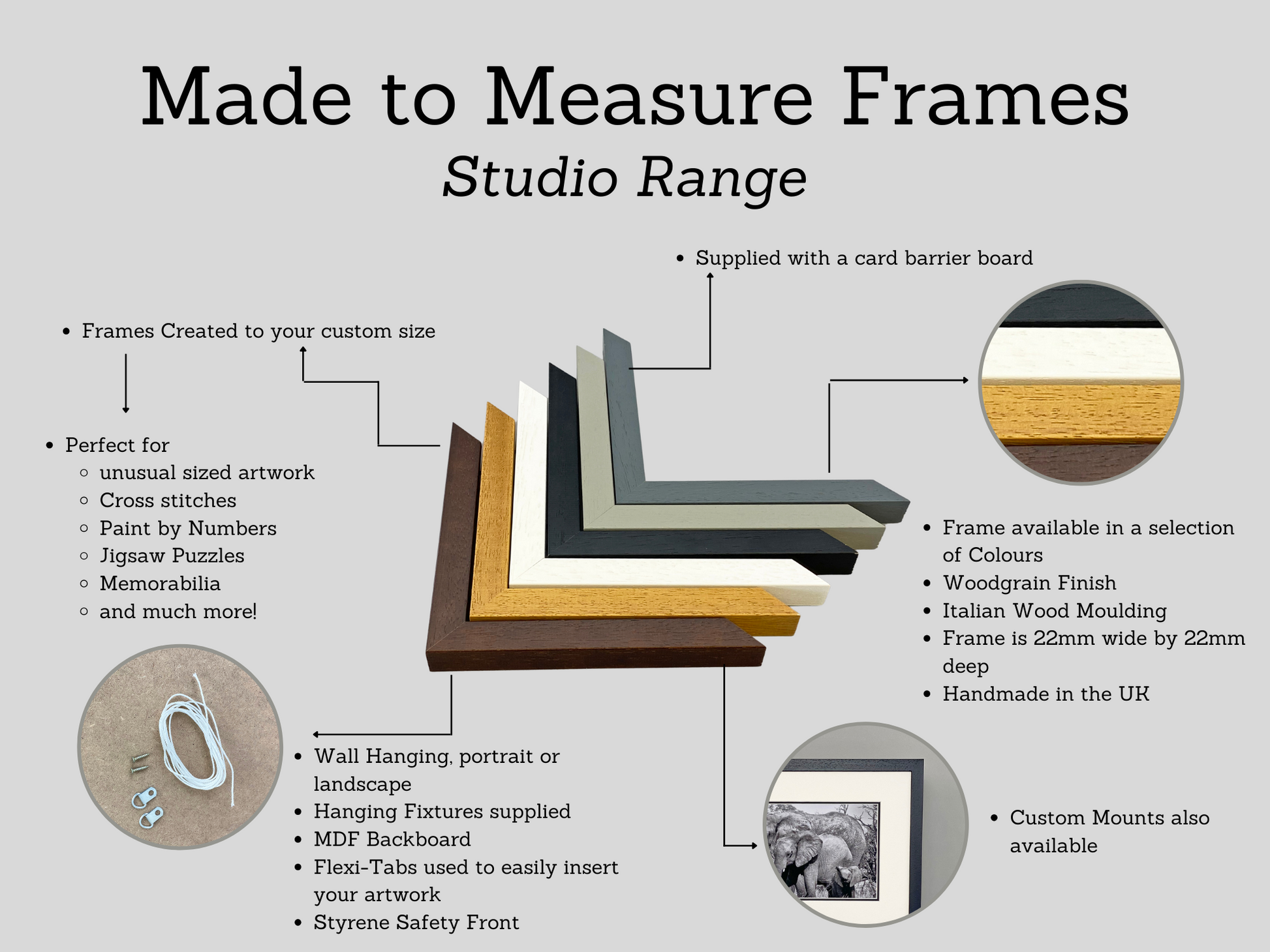 Made To Measure Wooden Picture Frames - Studio Range - PhotoFramesandMore - Wooden Picture Frames