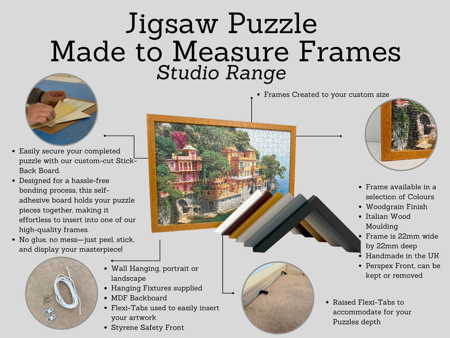 Jigsaw Puzzle Frames - Made To Measure Wooden Frames - Studio Range - PhotoFramesandMore - Wooden Picture Frames