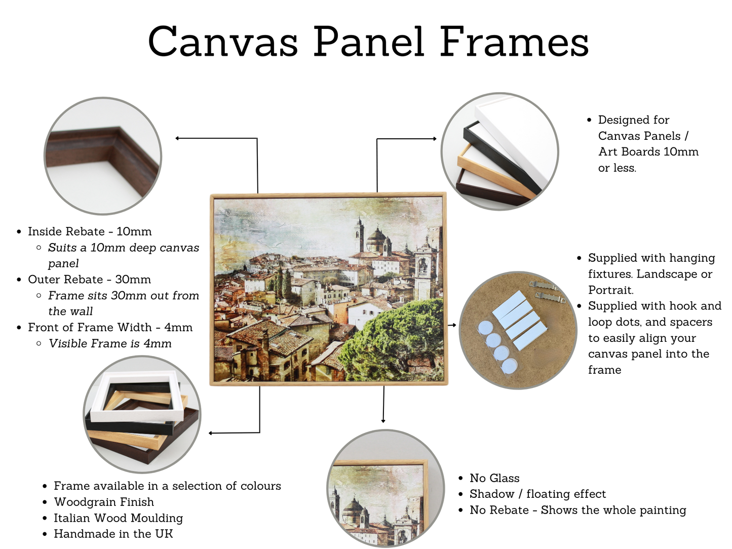 Art Board Frame - Natural Wood Colour - Wooden Tray Frame. Frames Designed for Canvas Panels. - PhotoFramesandMore - Wooden Picture Frames