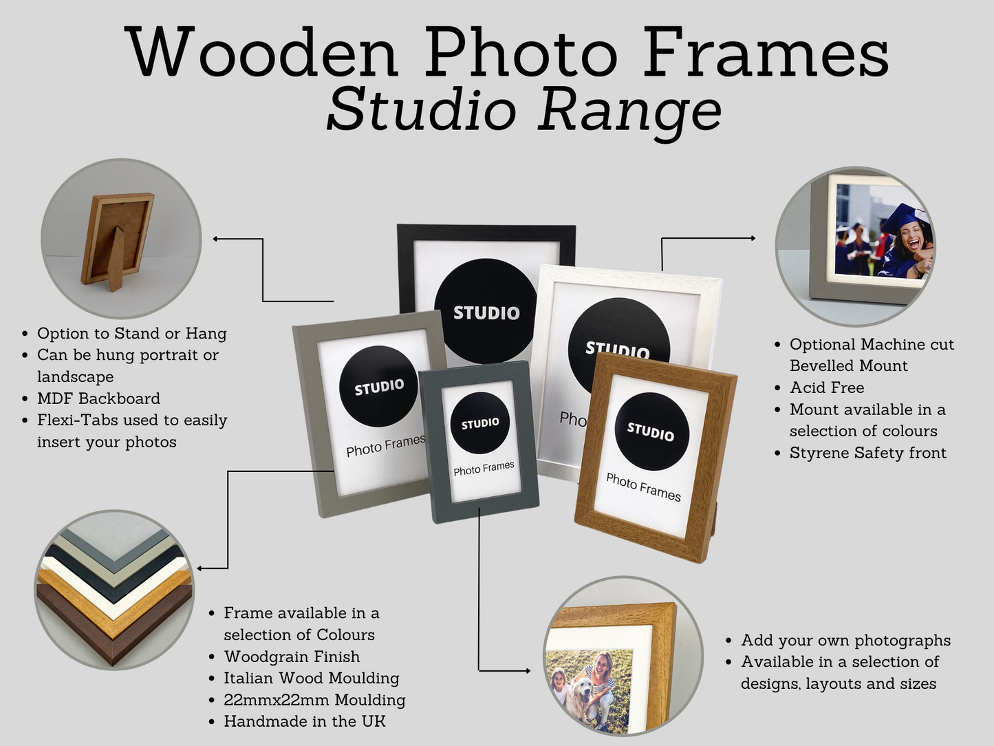 White - Wooden Photo Frames - Stand or Hang. - PhotoFramesandMore - Wooden Picture Frames