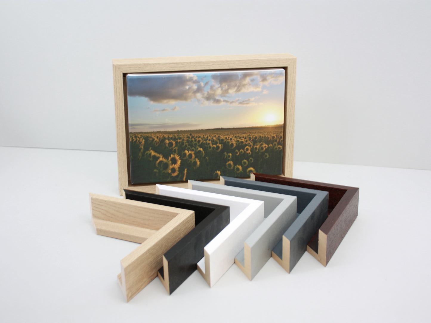 Oak Colour - 40mm Deep Canvas Tray Frames. Standard Sizes. Floating Effect Frames for Canvases.