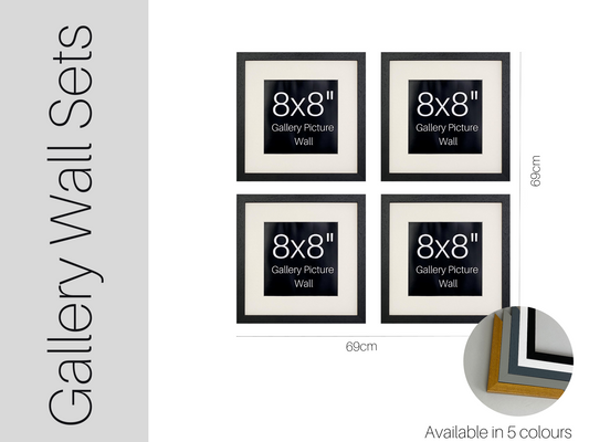Gallery Wall Set - 4 Pcs Square Wooden Photo Frames. Studio Range. Various Colours. - PhotoFramesandMore - Wooden Picture Frames