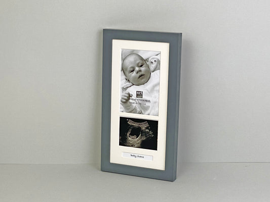 Portrait Baby Scan Frame for 6x4" photo, sonogram and text. Optional Personalisation - PhotoFramesandMore - Wooden Picture Frames
