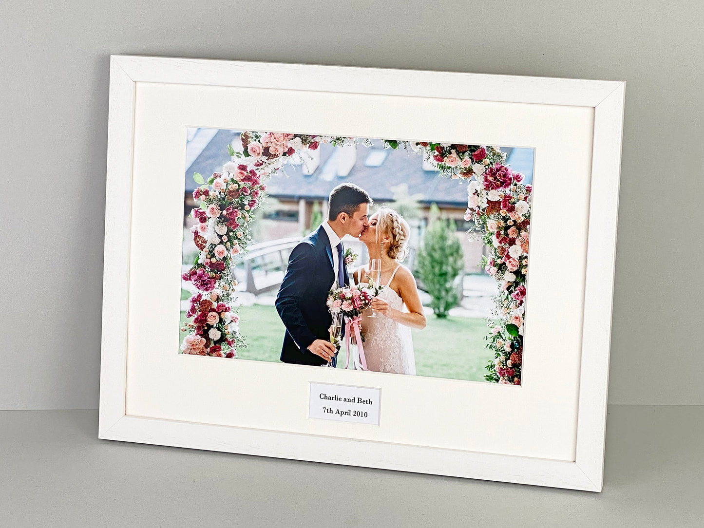 Personalised Wedding Caption Frames. 30x40cm Frame with 12x8" Photo. Your Text and Photo to treasure a special Anniversary. A Perfect Gift. - PhotoFramesandMore - Wooden Picture Frames