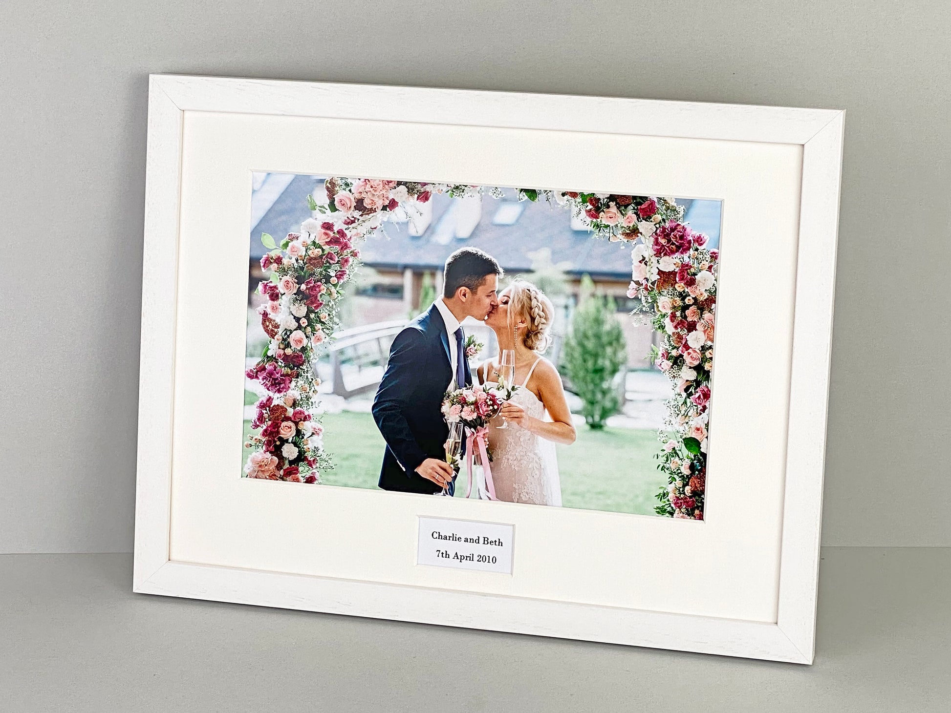 Personalised Wedding Caption Frames. 30x40cm Frame with 12x8" Photo. Your Text and Photo to treasure a special Anniversary. A Perfect Gift. - PhotoFramesandMore - Wooden Picture Frames