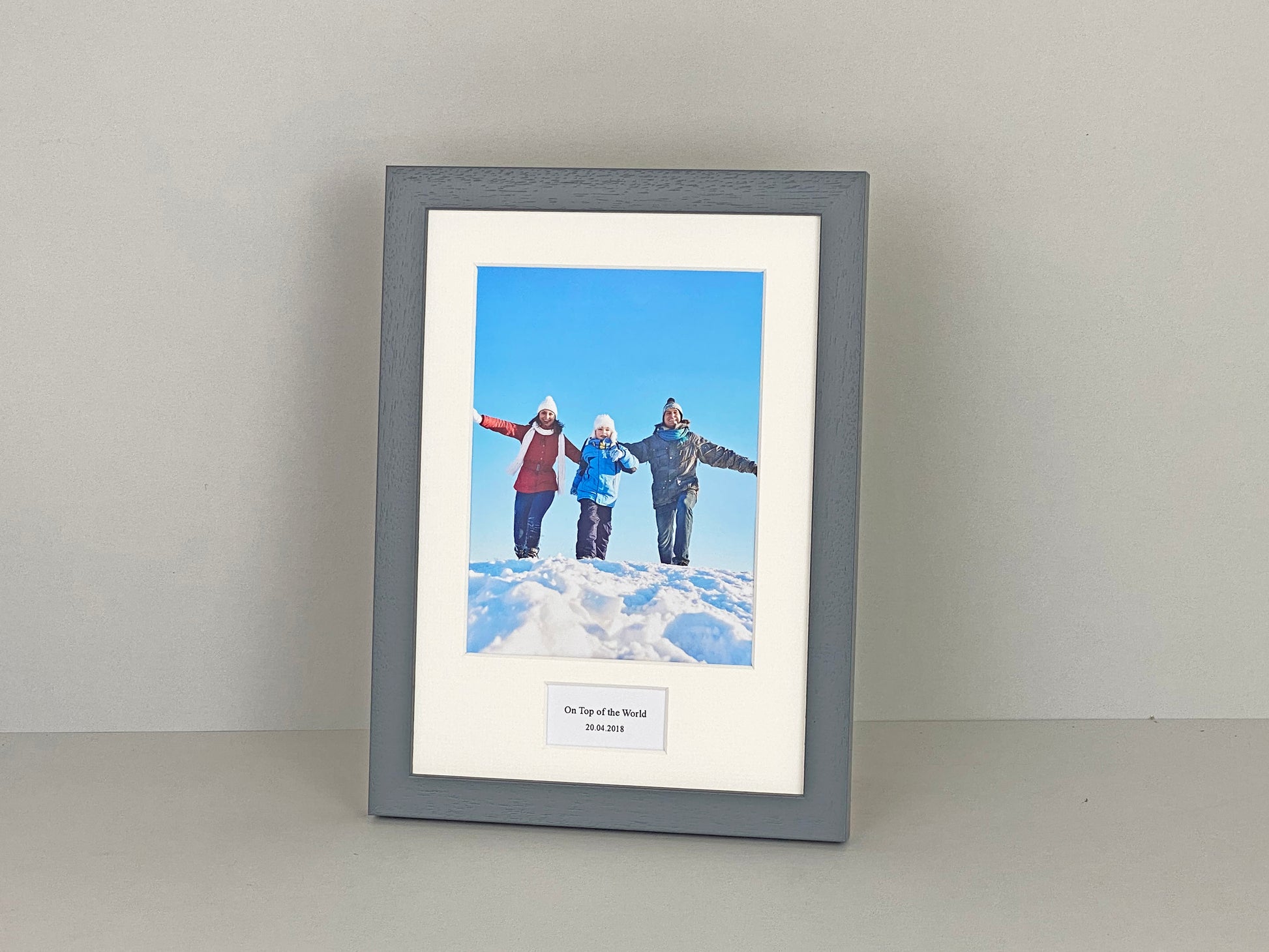 Personalised Caption Frames. A4 Frame with 8x6" Photo. Your Text and Photo to treasure a special memory. Handmade by Art@Home in the UK - PhotoFramesandMore - Wooden Picture Frames