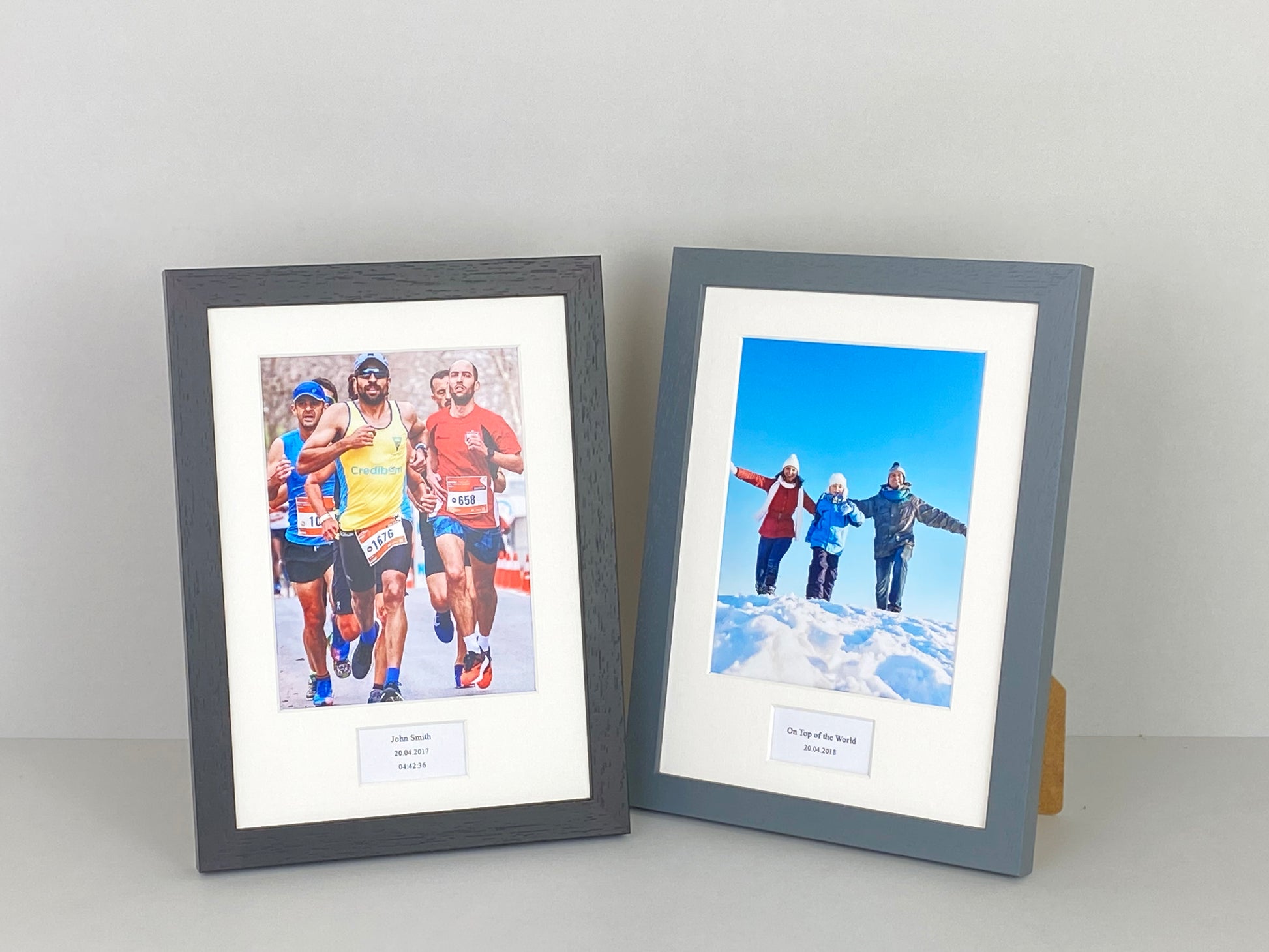 Personalised Caption Frames. A4 Frame with 8x6" Photo. Your Text and Photo to treasure a special memory. Handmade by Art@Home in the UK - PhotoFramesandMore - Wooden Picture Frames