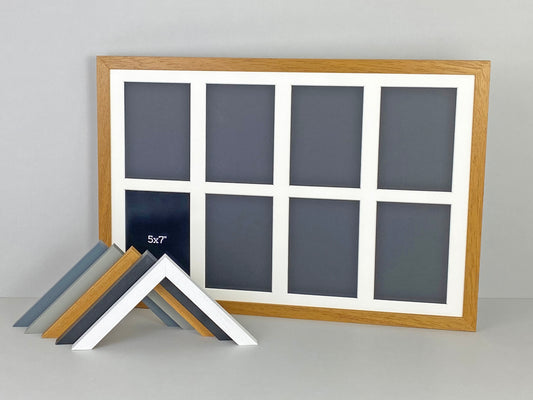 Suits Eight 5x7" photos.40x60cm. Wooden Multi Aperture Photo Frame. - PhotoFramesandMore - Wooden Picture Frames