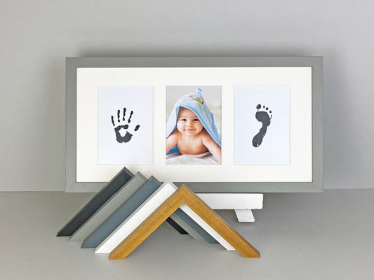 Capture The Memory Frames. Handmade Photo Frame for Baby's Hand&Foot Prints, Inkless kit included. 25x50cm. A Perfect Gift for New Parents. - PhotoFramesandMore - Wooden Picture Frames