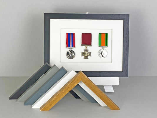 Military and Service Medal display Frame for Three Medals. A4. - PhotoFramesandMore - Wooden Picture Frames