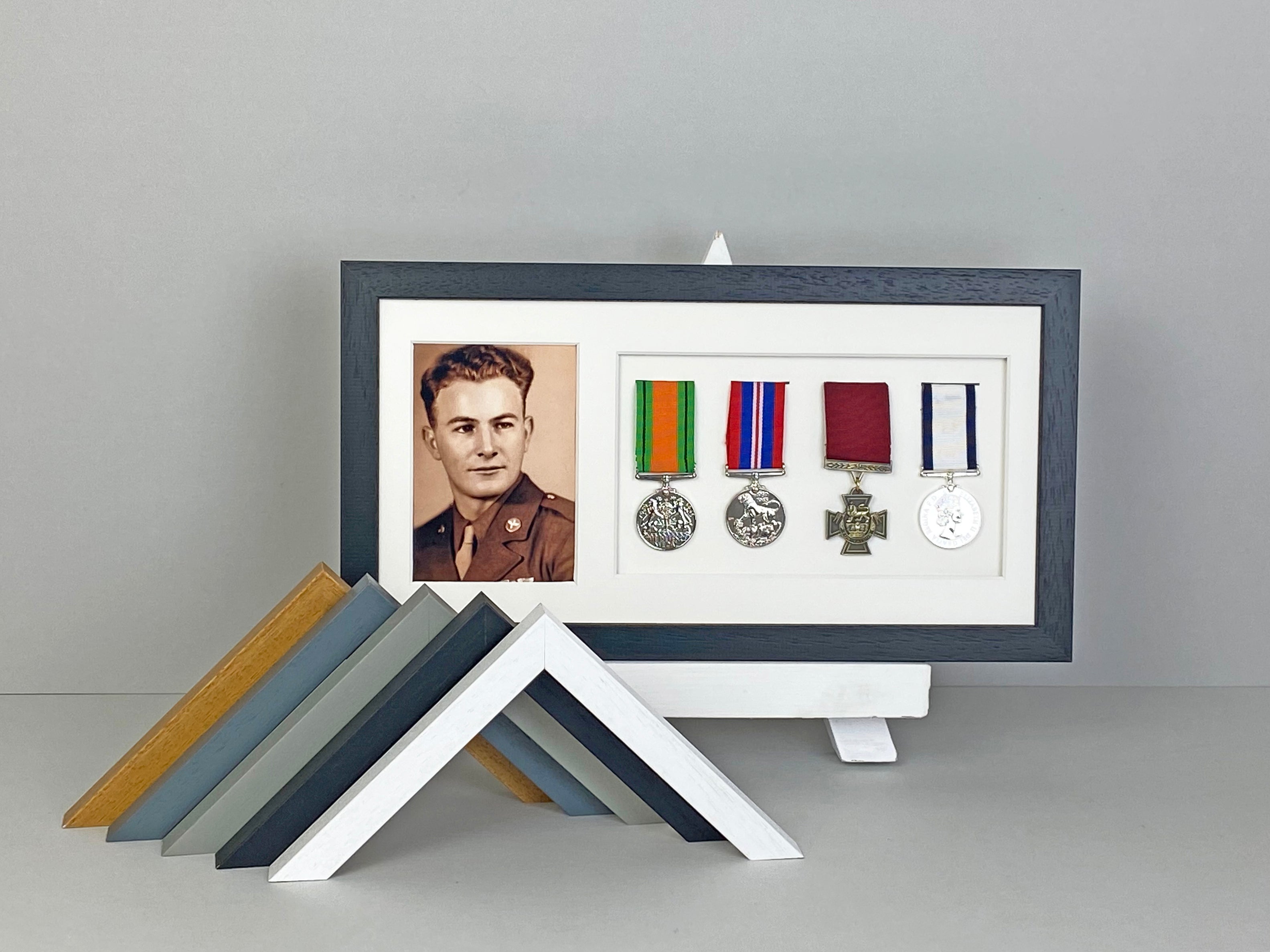 Military And Service Medal Display Frame For Four Medals And A 6x4 