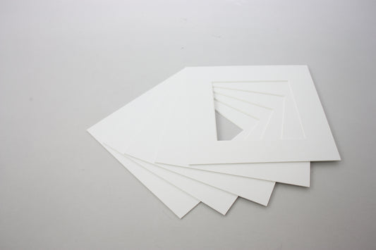 Packs of 5 Square Mounts -  Bright White - PhotoFramesandMore - Wooden Picture Frames
