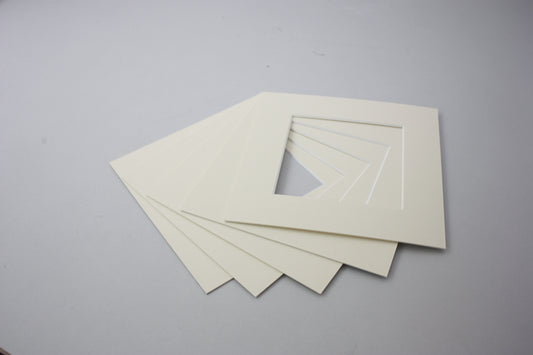 Packs of 5 Square Mounts - Cream - PhotoFramesandMore - Wooden Picture Frames
