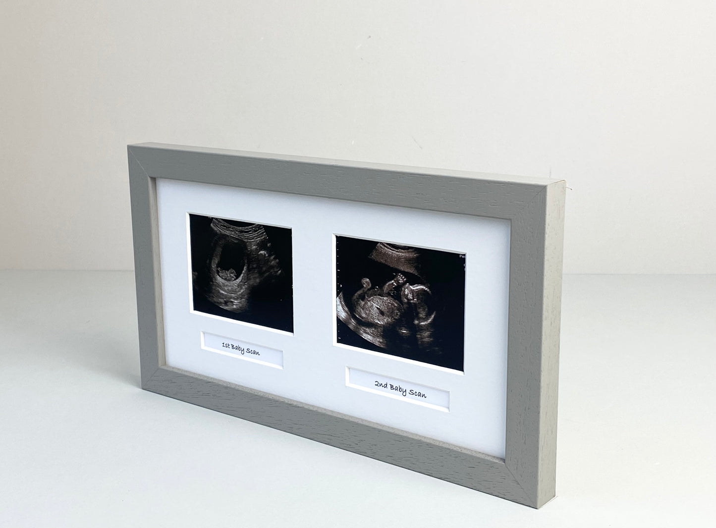 Landscape Baby Scan Picture Frame for Two Scans and Two Text Boxes. Optional Personalisation - PhotoFramesandMore - Wooden Picture Frames