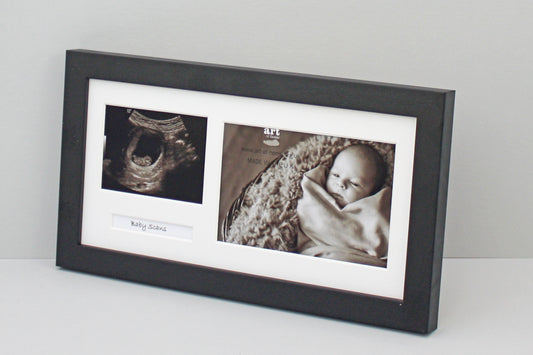 Landscape Baby Scan Frame for 6x4" Photo, Sonogram and text. Optional personalisation. - PhotoFramesandMore - Wooden Picture Frames