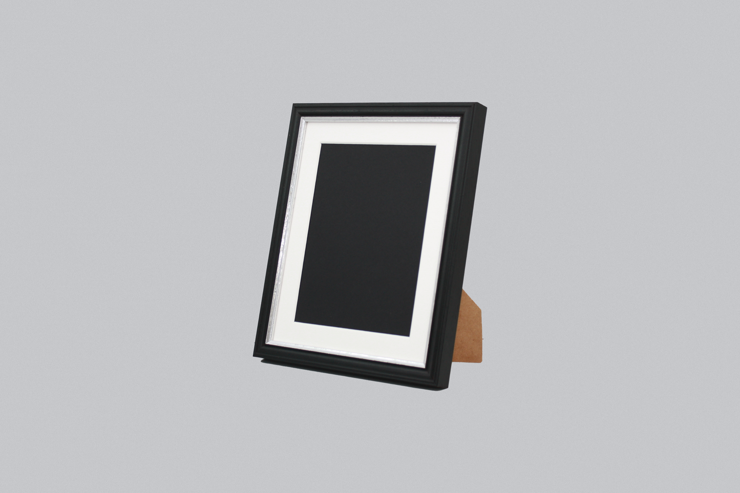 Black with Silver Trim - Traditional Style Wooden Photo Frames - Stand or Hang.