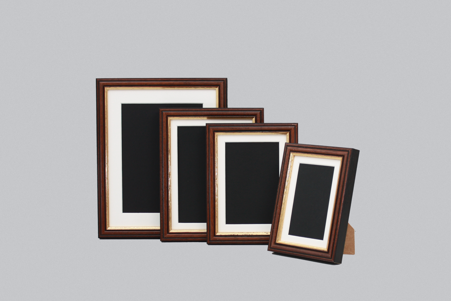 Mahogany with Gold Trim - Traditional Style Wooden Photo Frames - Stand or Hang.