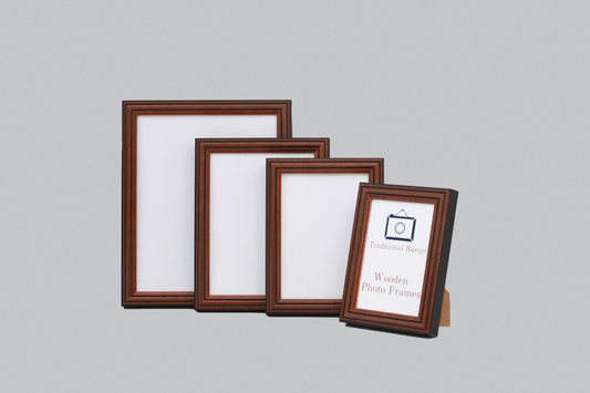 Mahogany Colour - Traditional Style Wooden Photo Frames - Stand or Hang.