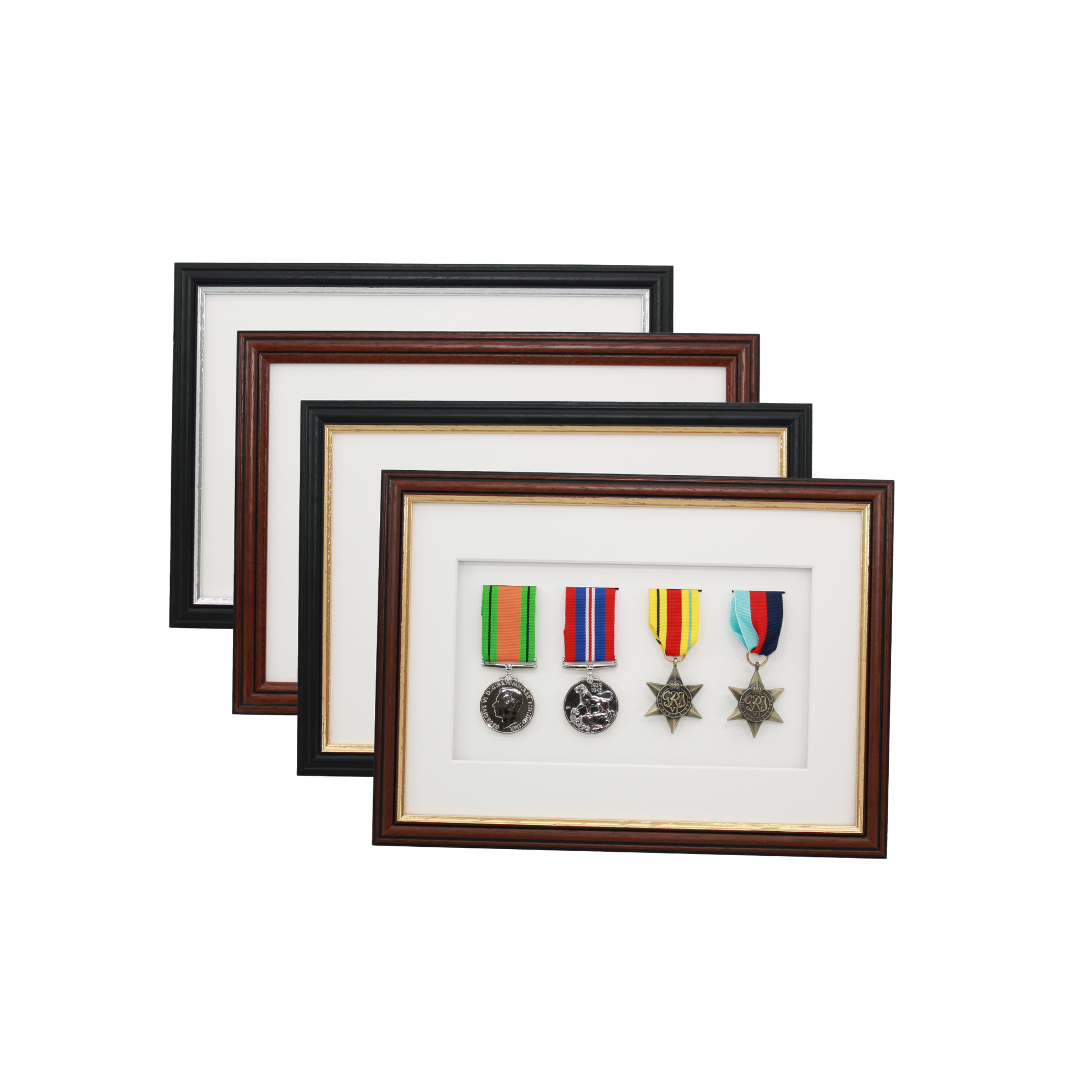 Military Medal display Frame for Four Medals. Traditional Range. - PhotoFramesandMore - Wooden Picture Frames