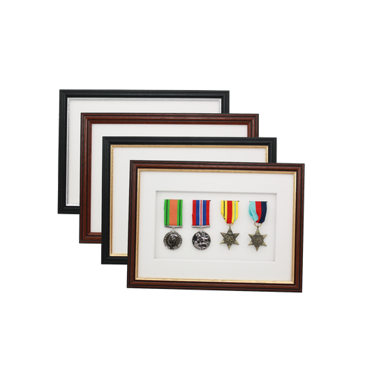 Military Medal display Frame for Four Medals. Traditional Range. - PhotoFramesandMore - Wooden Picture Frames